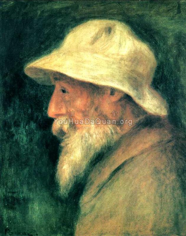 Self-Portrait with a White Hat - 皮埃尔·奥古斯特·雷诺阿